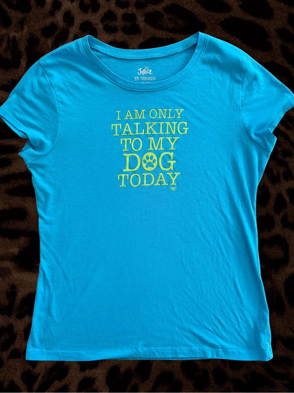 Justice Bright Blue "I Am Only Talking To My Dog Today" T-Shirt